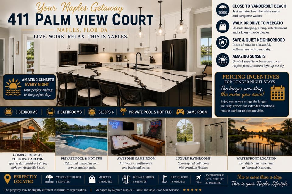Fall in Naples - Game Room pvt pool hot tub impeccable decor House in North Naples
