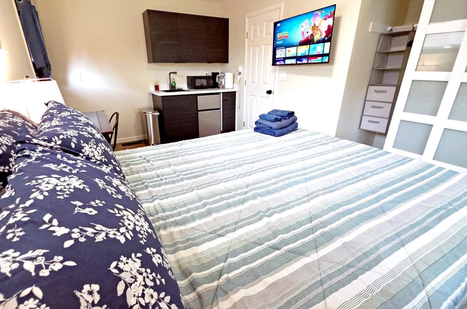 Bed, TV and multimedia, Kitchen or kitchenette, Photo of the whole room, Bedroom
