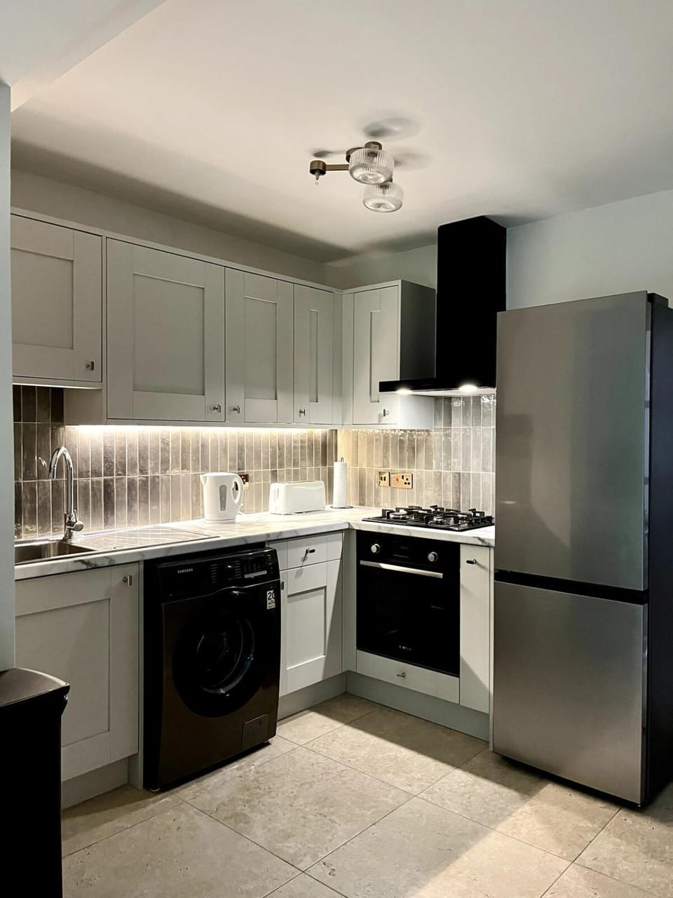 Kitchen or kitchenette, oven, stove