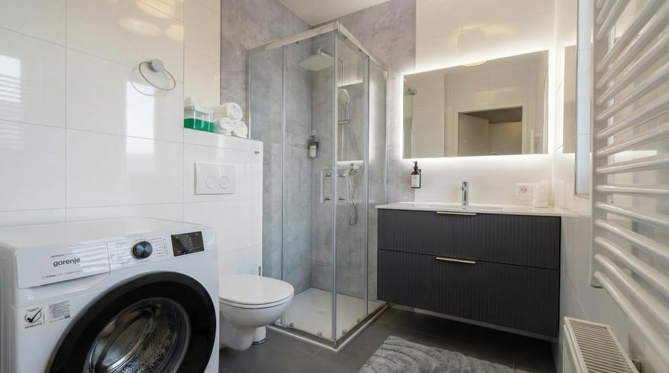 Shower, Toilet, Bathroom, washing machine