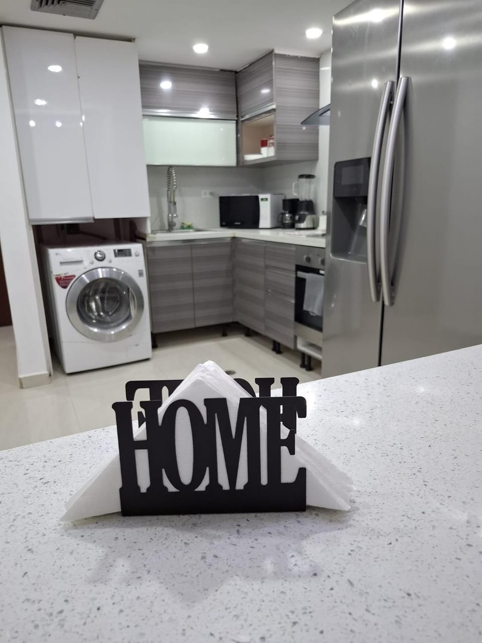 Kitchen or kitchenette, washing machine, dryer