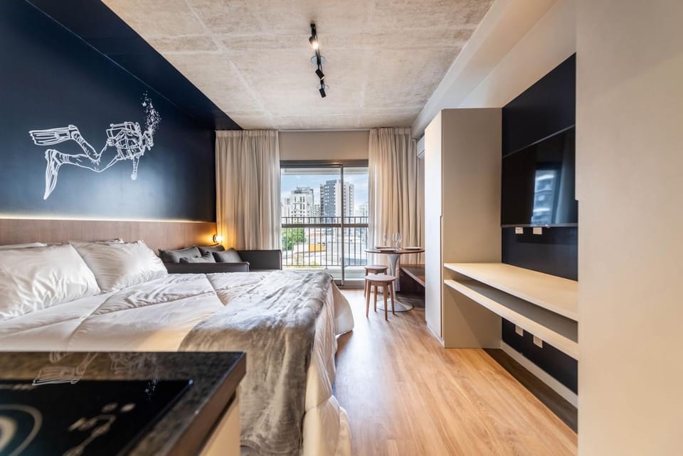 Stay In Moema- 1 quarto cama de casal e um sofá cama amplo Conforto, estilo e localização perfeita Apartment in Sao Paulo City