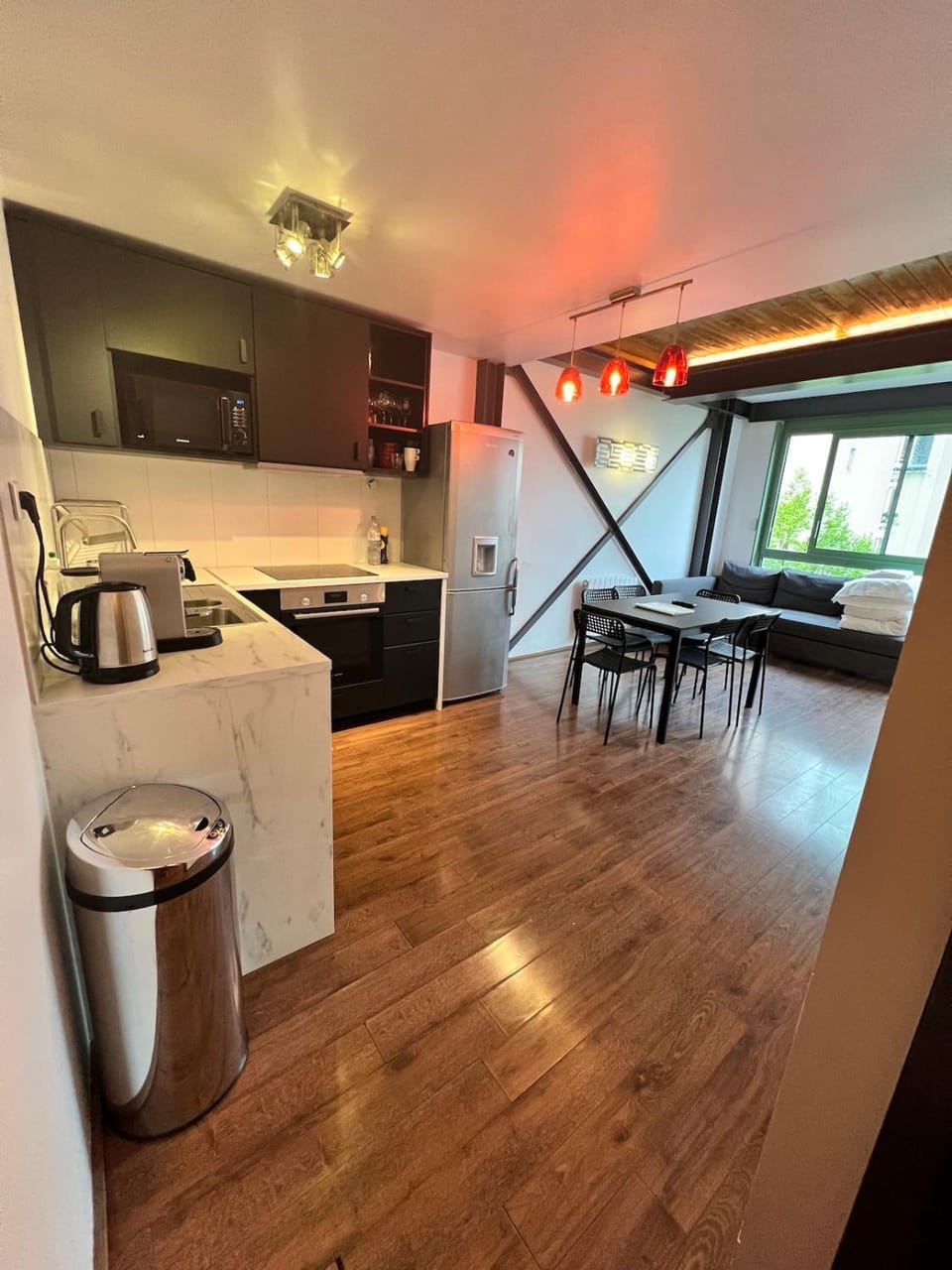 Kitchen or kitchenette, Living room, Dining area