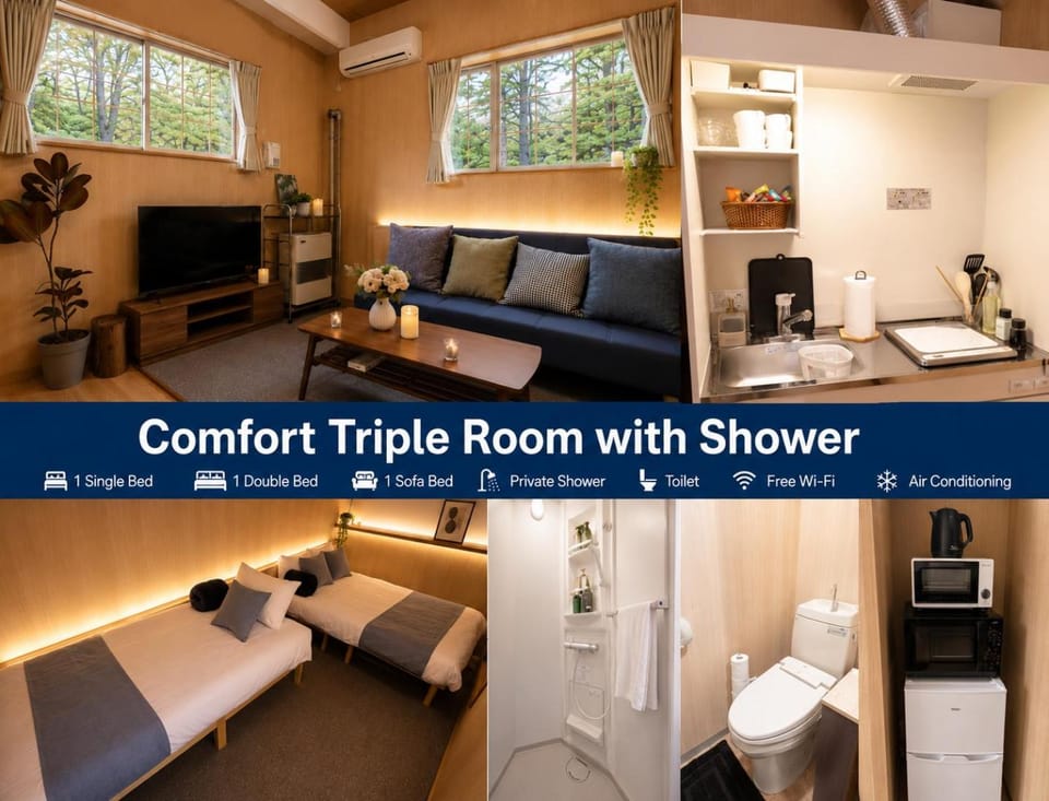 Shower, Toilet, Kitchen or kitchenette, Living room, Bedroom