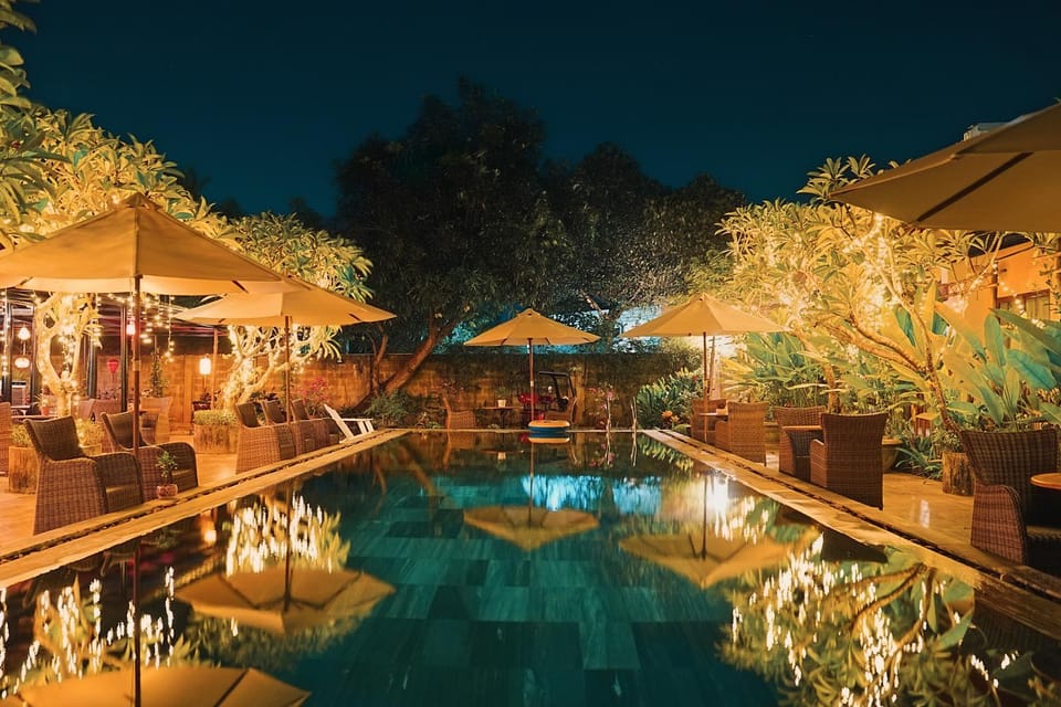 Night, Pool view, Swimming pool