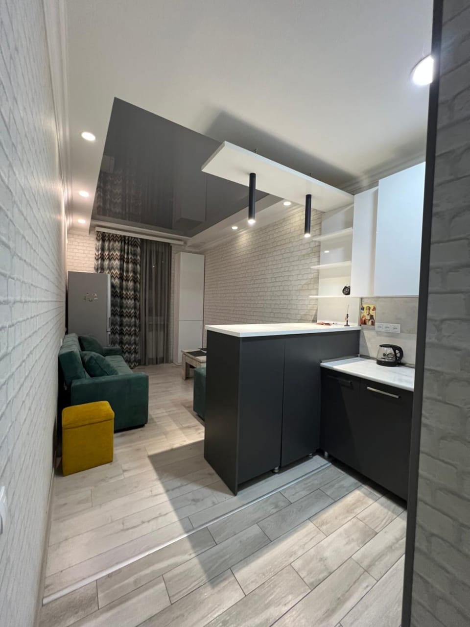 Kitchen or kitchenette, Living room, Seating area