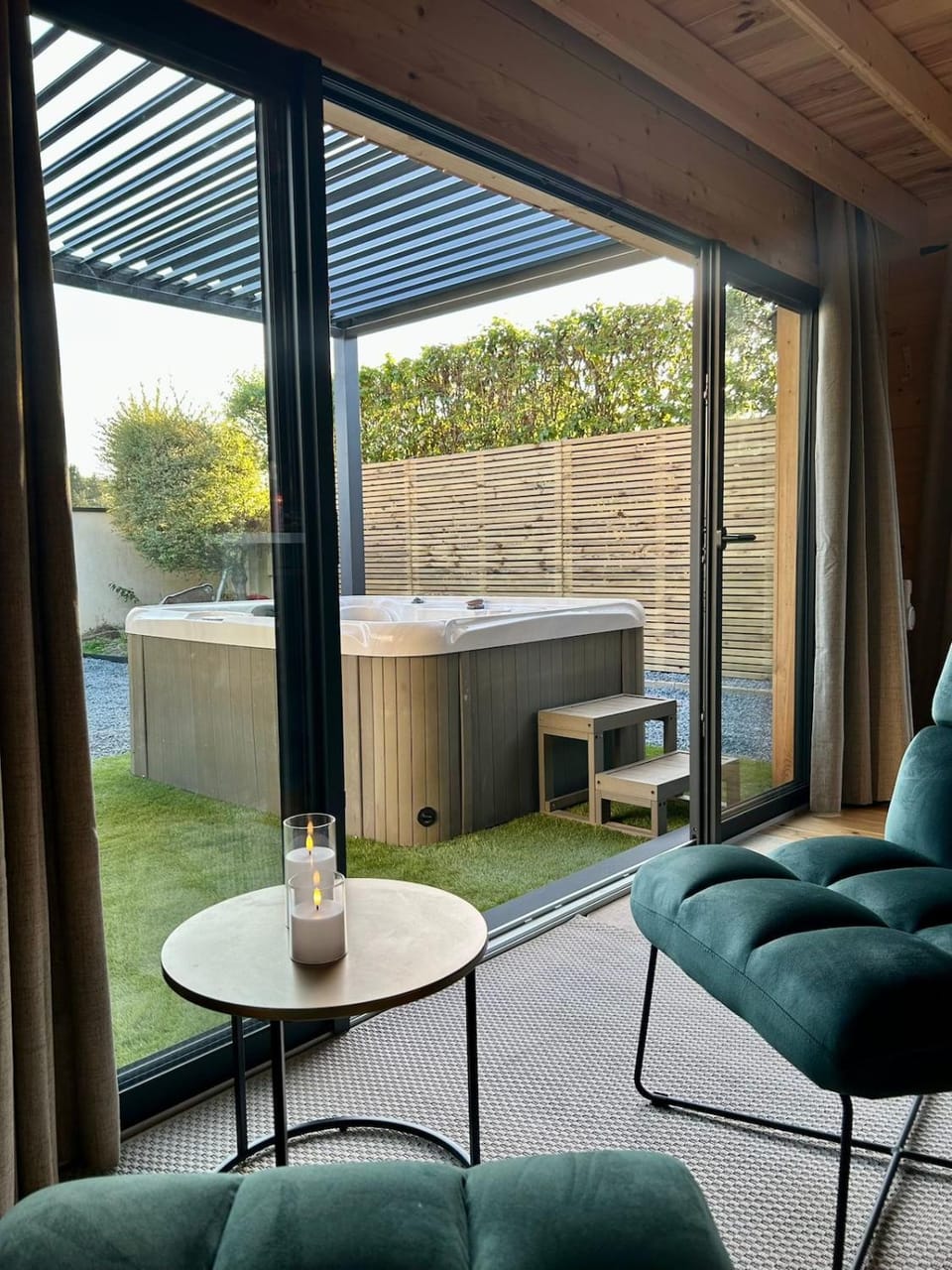 Patio, Living room, Garden view
