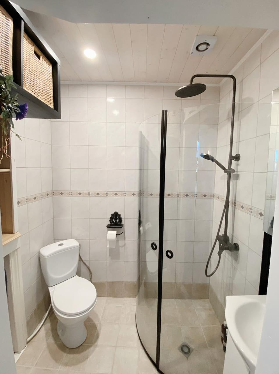 Shower, Toilet, Bathroom, hair dryier, towels