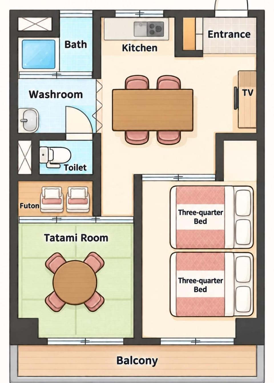 GoodStay KURUME -203 -Self check in Apartment in Fukuoka Prefecture