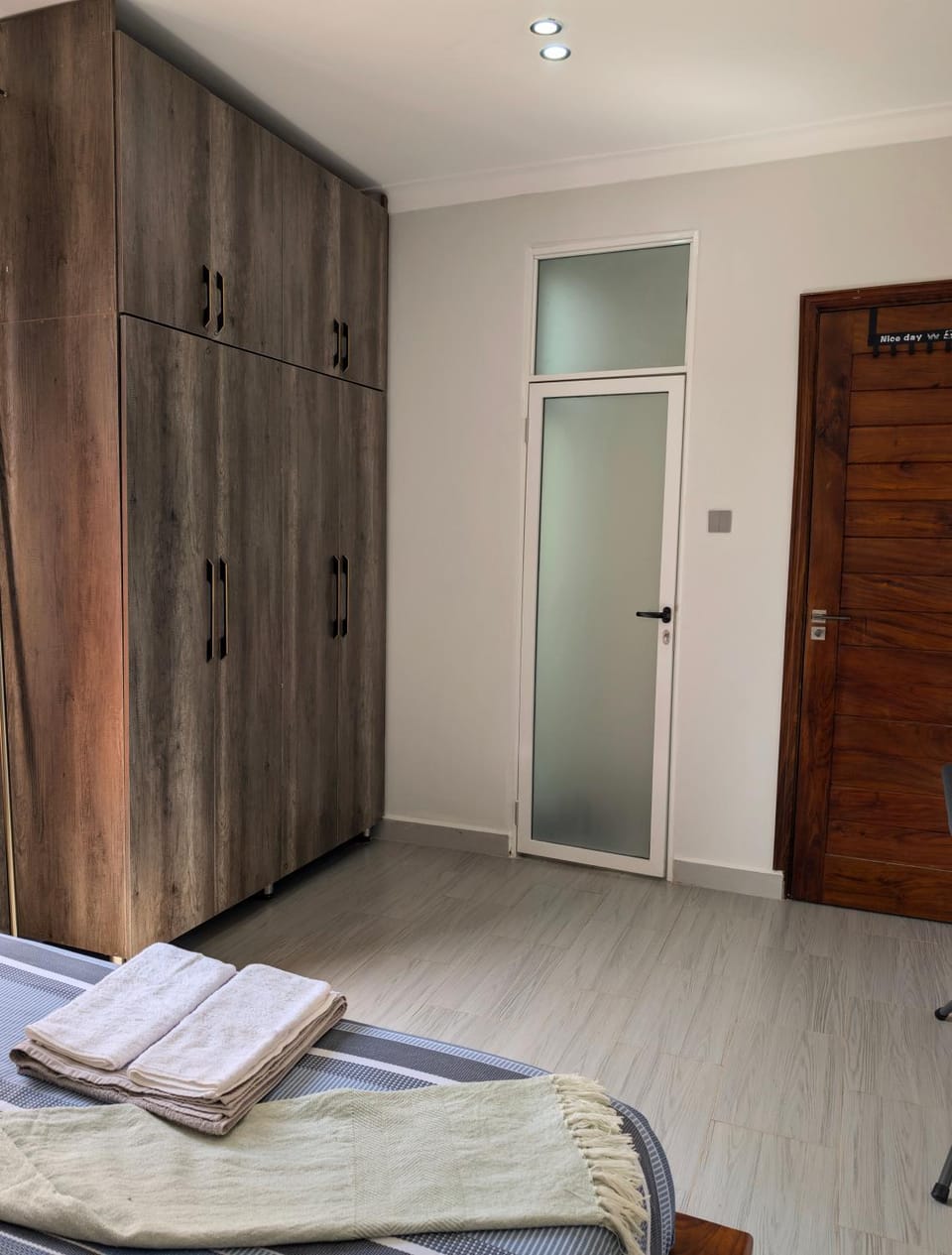 Bed, Photo of the whole room, Bedroom, towels, wardrobe