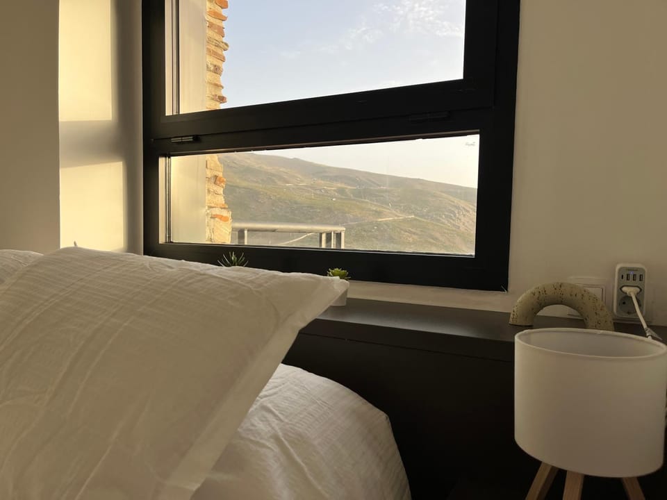 Bed, Natural landscape, Bedroom, Mountain view