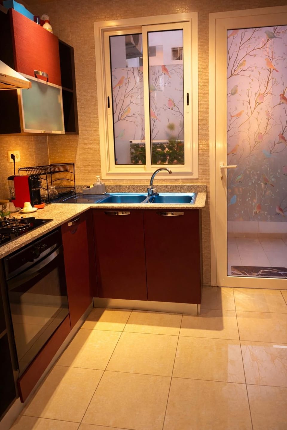 Kitchen or kitchenette, stove