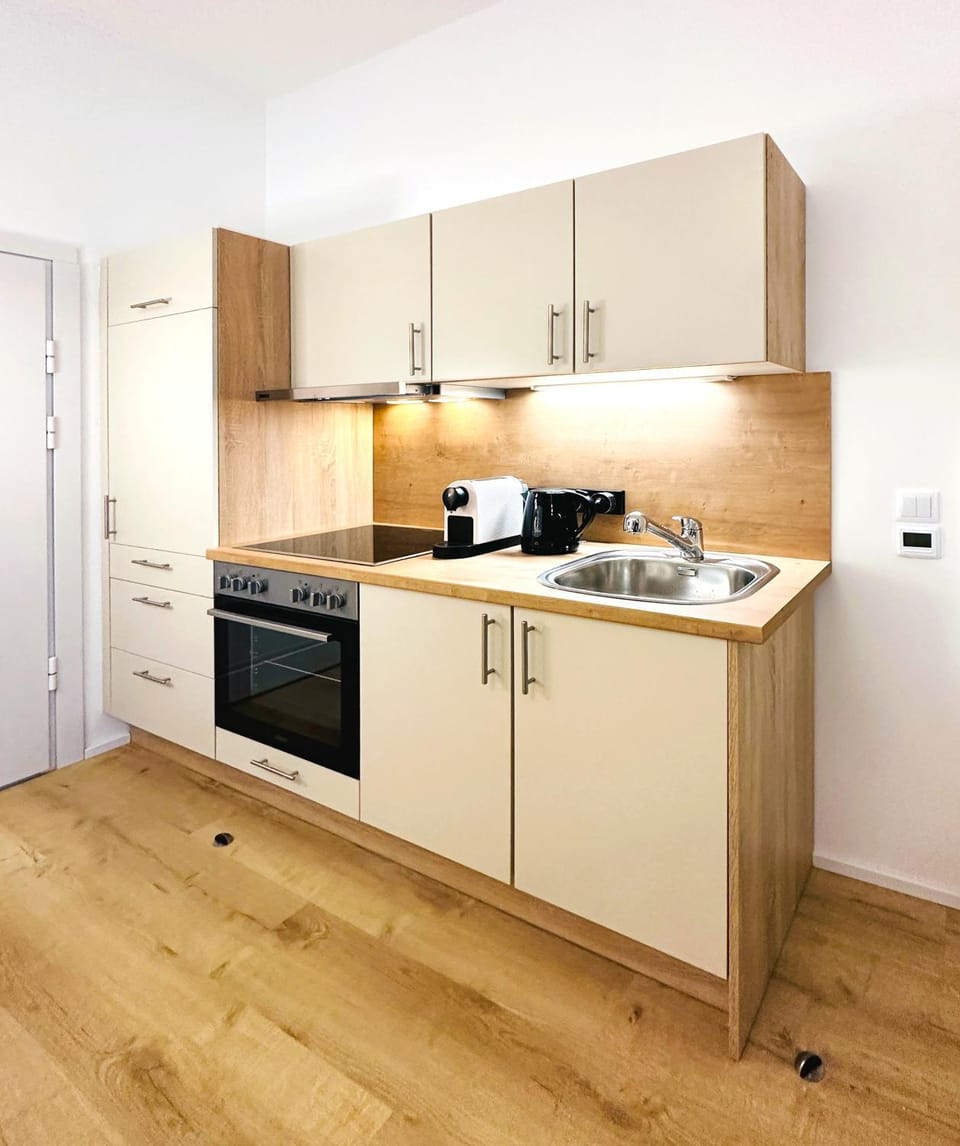 Kitchen or kitchenette, oven, stove