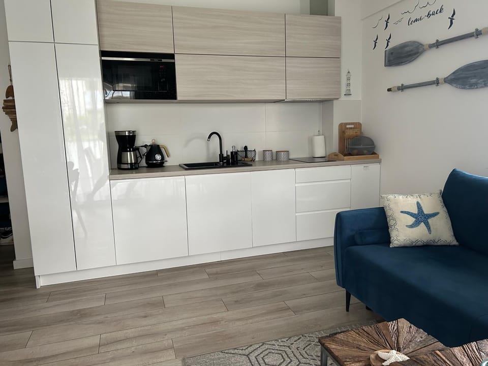 Kitchen or kitchenette, Living room, dishwasher, stove, toaster