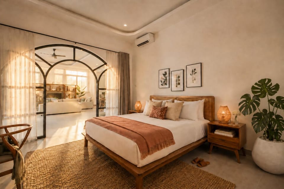 Bed, Bedroom, air conditioner