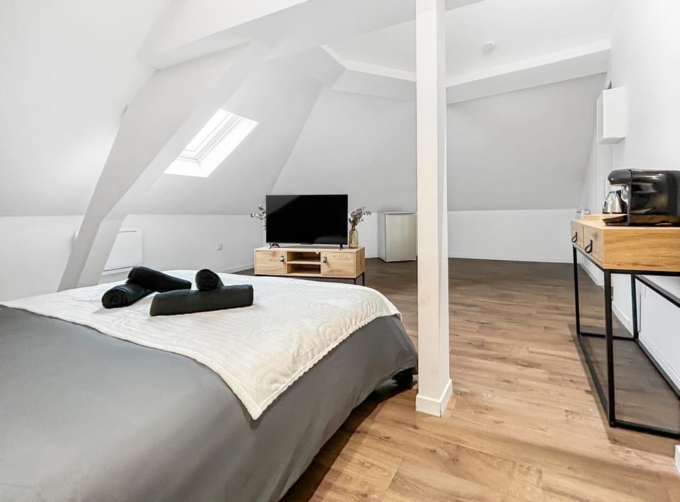 Communal lounge/ TV room, Bed, TV and multimedia, Kitchen or kitchenette, Photo of the whole room, Bedroom, minibar