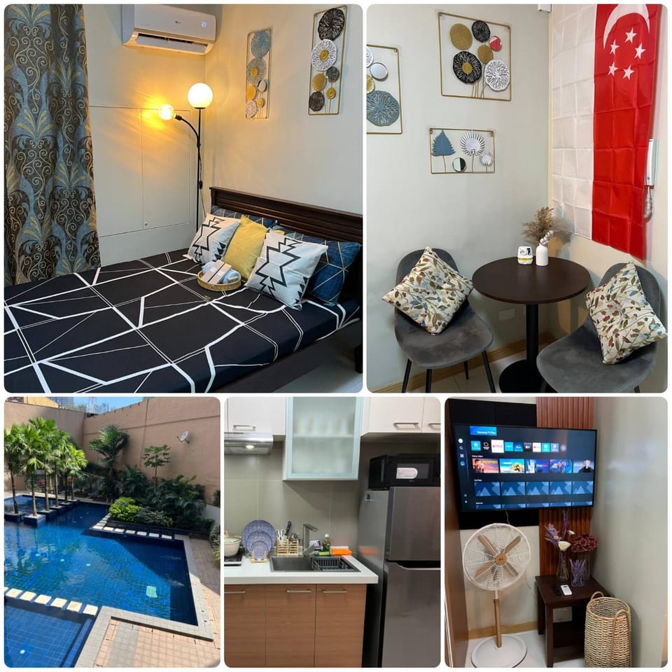 Bed, TV and multimedia, Living room, Photo of the whole room, Seating area, Bedroom, Pool view, Swimming pool