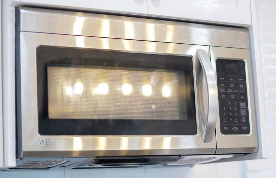 Kitchen or kitchenette, microwave