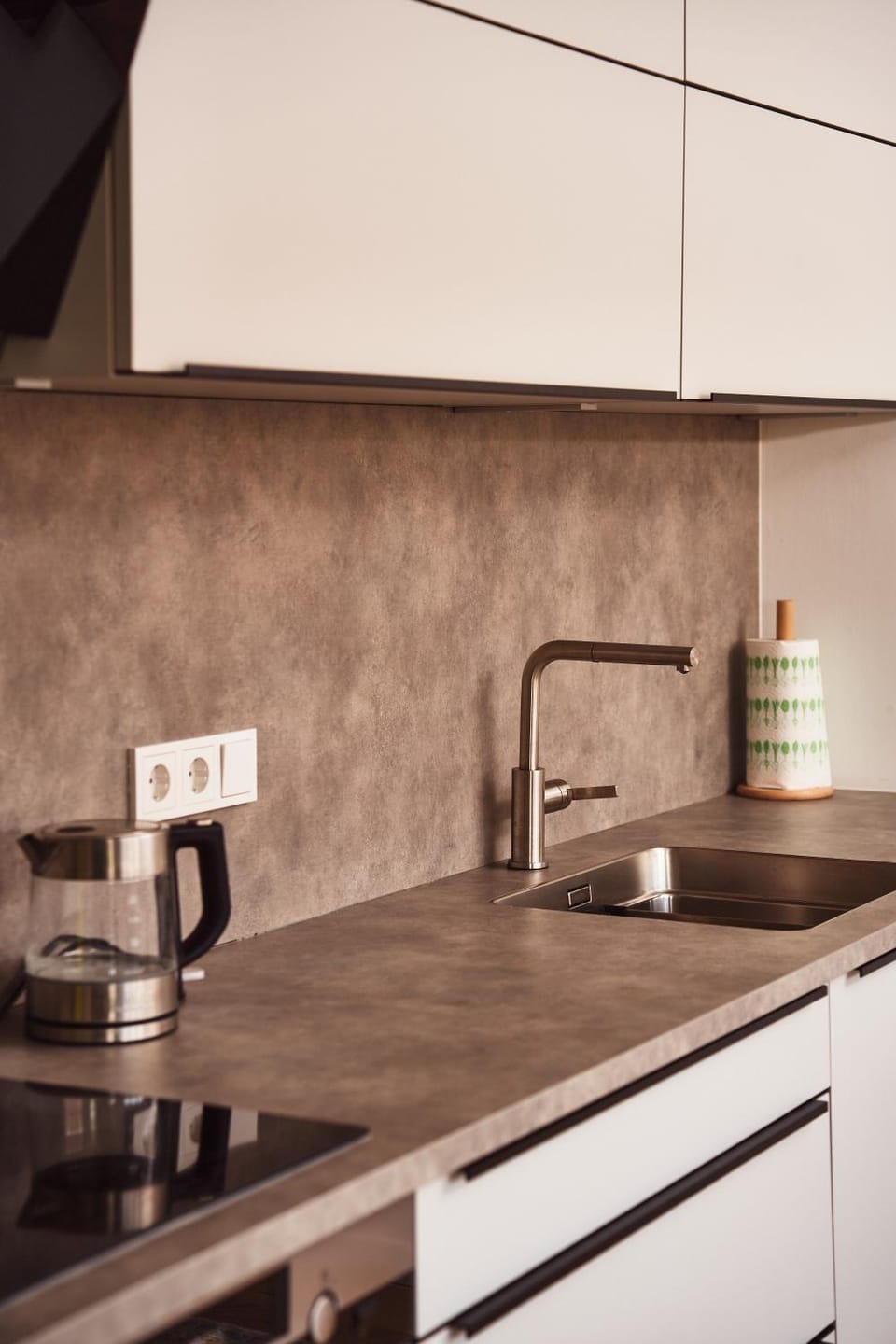 Kitchen or kitchenette, stove