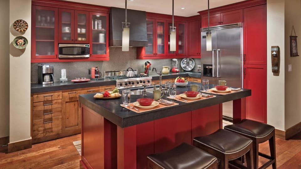 Seating area, storage, stove, kitchen
