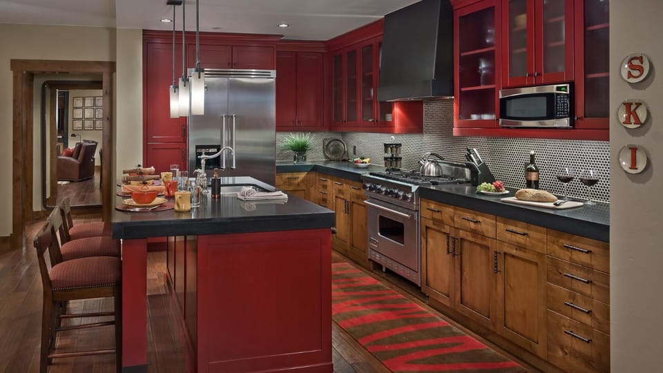 Seating area, microwave, storage, stove, kitchen