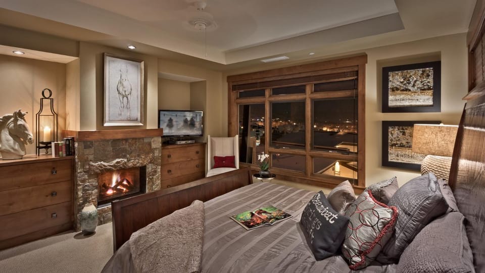 Bed, Bedroom, fireplace, furniture