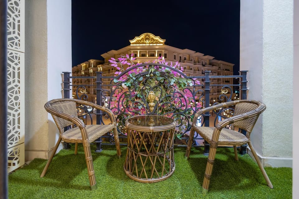 Patio, Spring, Night, Garden, View (from property/room), Balcony/Terrace, Living room, Seating area, Garden view