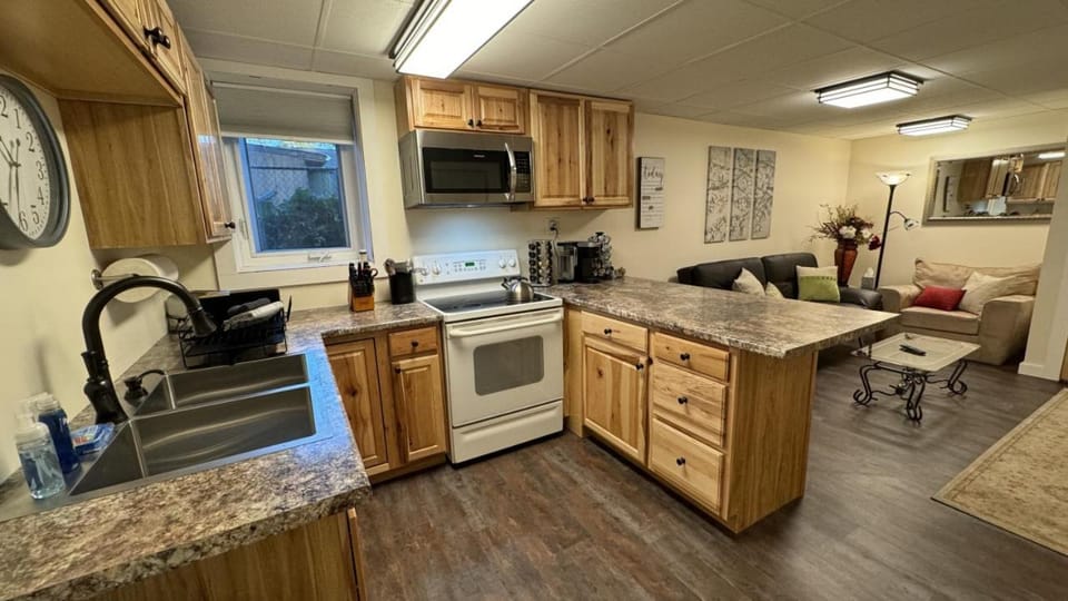 Kitchen or kitchenette, oven