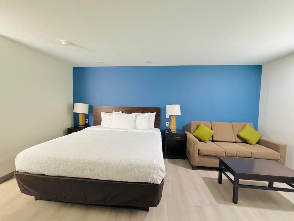 Bed, Seating area, Bedroom