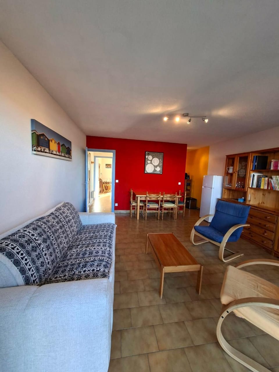 Bed, Living room, Dining area