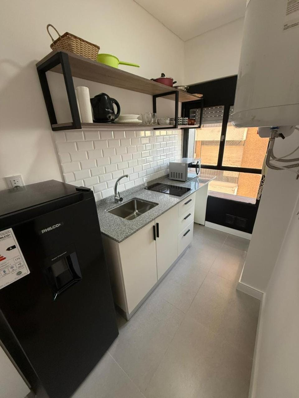 Kitchen or kitchenette, stove