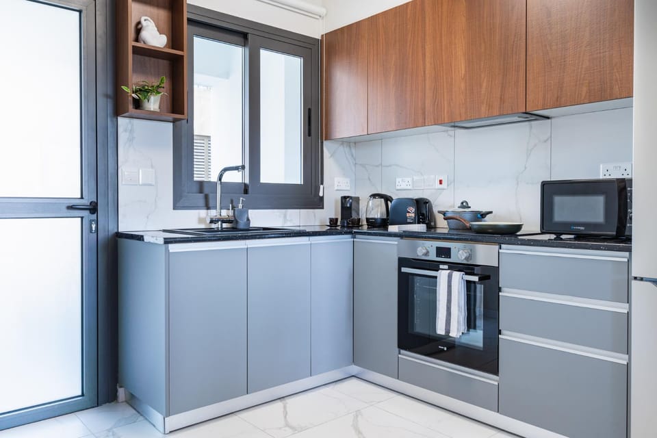 Kitchen or kitchenette, oven, stove, toaster