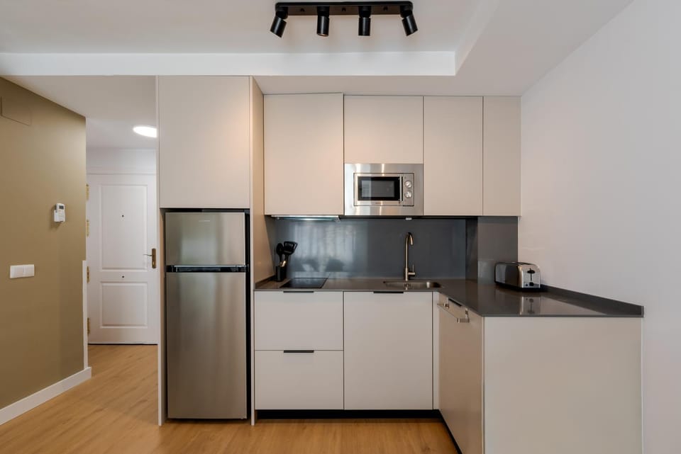 Kitchen or kitchenette, stove