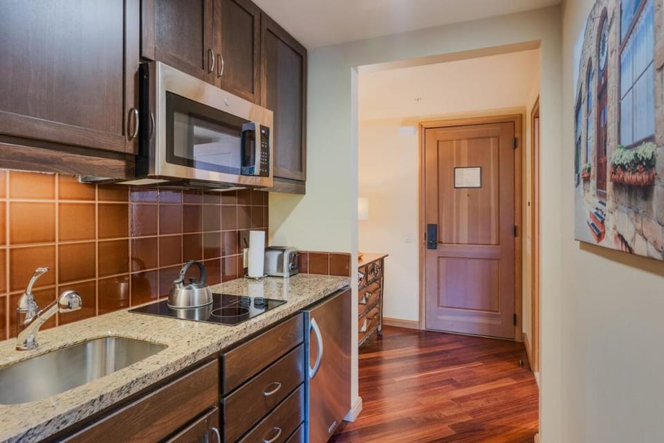 Kitchen or kitchenette, dishwasher, stove
