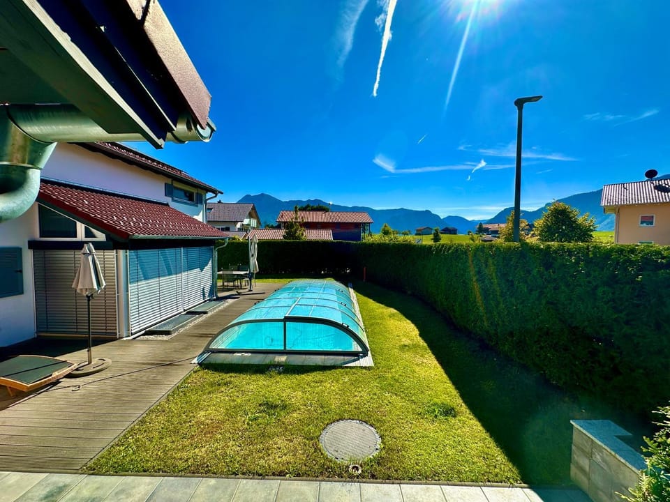 Natural landscape, Garden, Pool view, Swimming pool, Swimming pool, sunbed