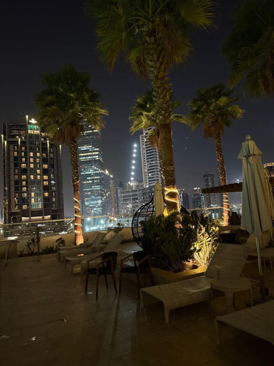 Property building, Night, View (from property/room), Seating area, City view