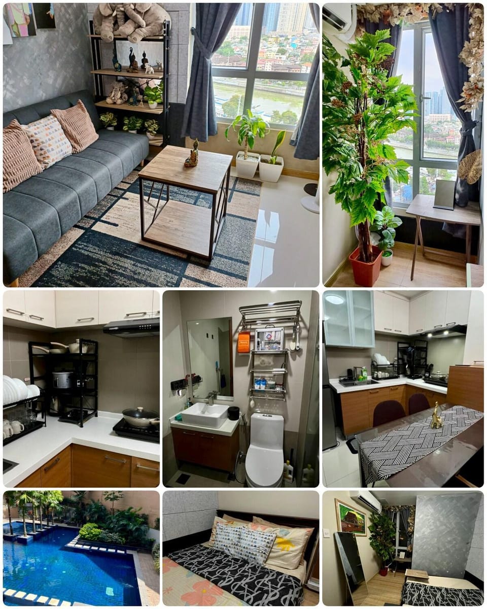 Kitchen or kitchenette, Living room, Seating area
