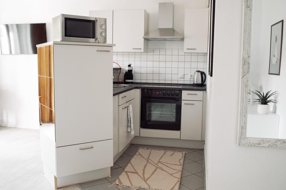 Kitchen or kitchenette, stove