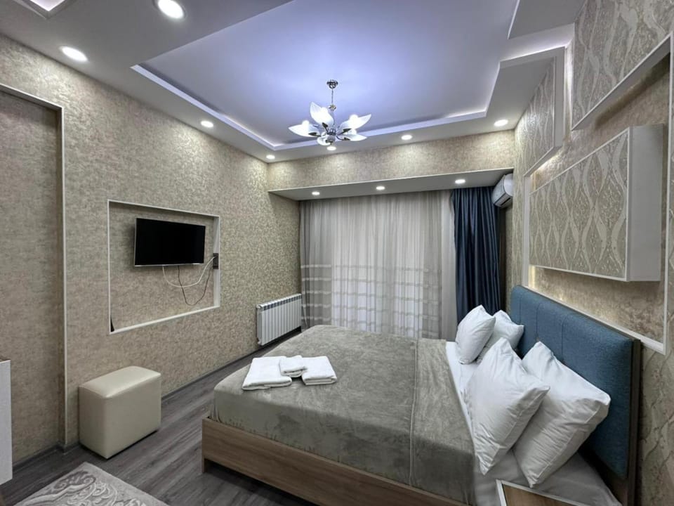 Bed, TV and multimedia, Bedroom, towels, air conditioner