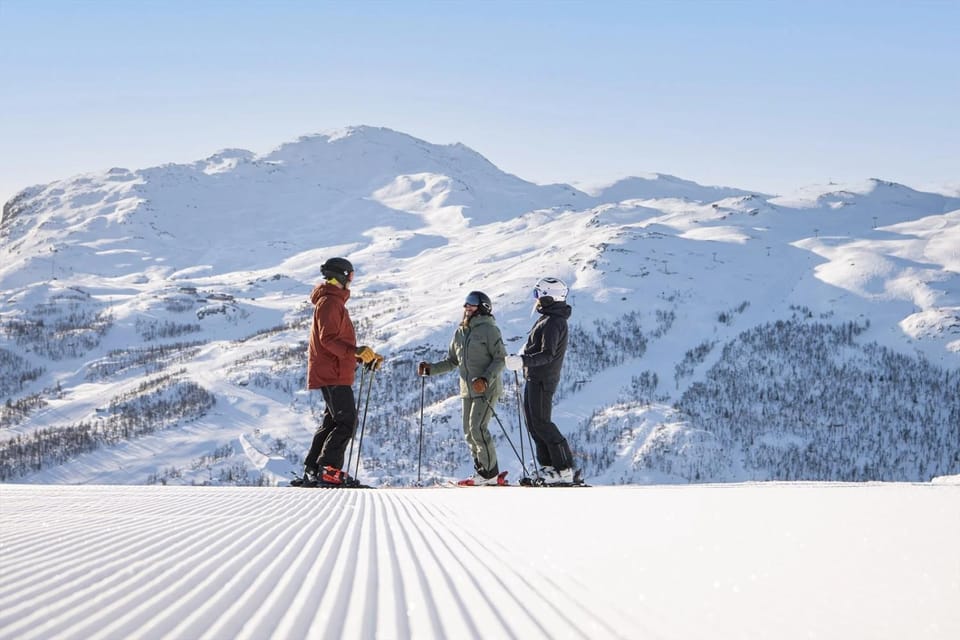 Day, Natural landscape, Winter, Skiing, Mountain view, group of guests
