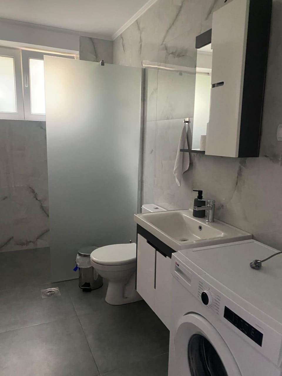 Bathroom, washing machine, dryer