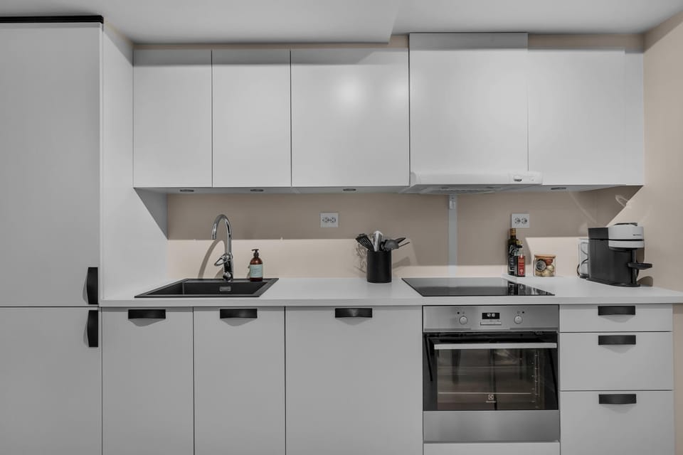 Kitchen or kitchenette, dishwasher, stove