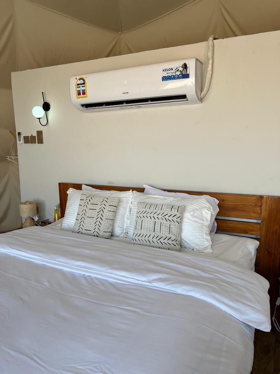 Bed, Bedroom, fireplace, air conditioner
