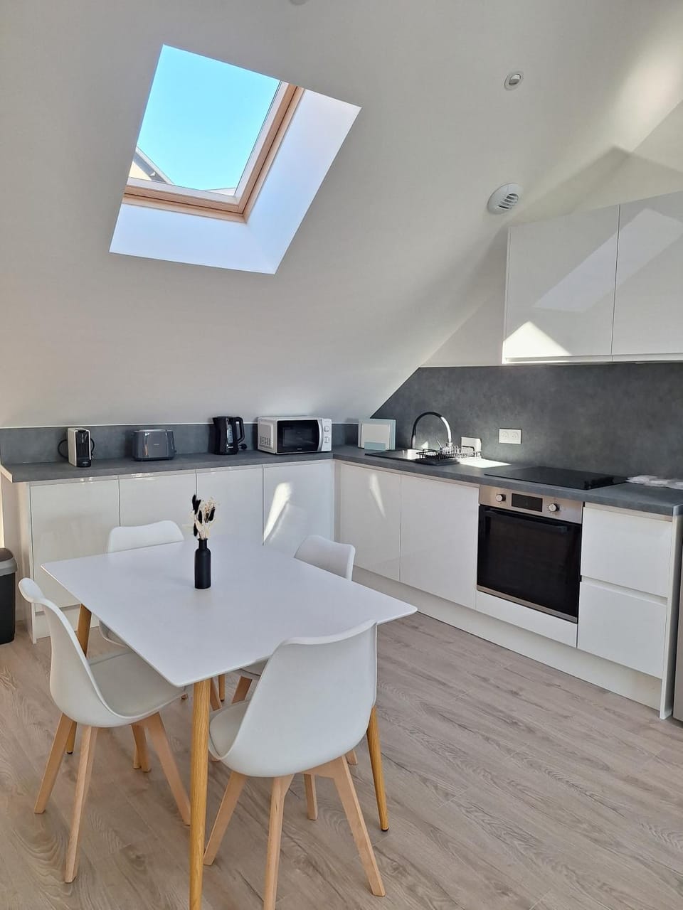 Kitchen or kitchenette, Dining area, stove