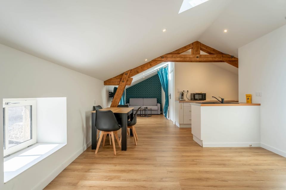 Coffee/tea facilities, Kitchen or kitchenette, Living room, Seating area, Dining area
