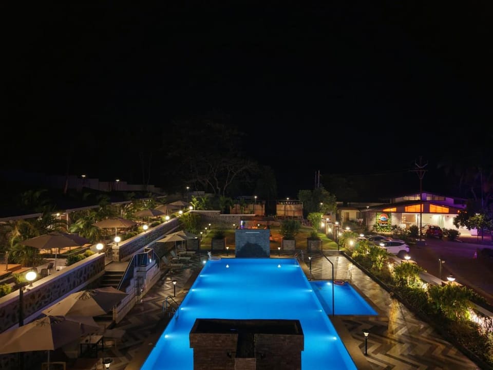 Night, Bird's eye view, Pool view
