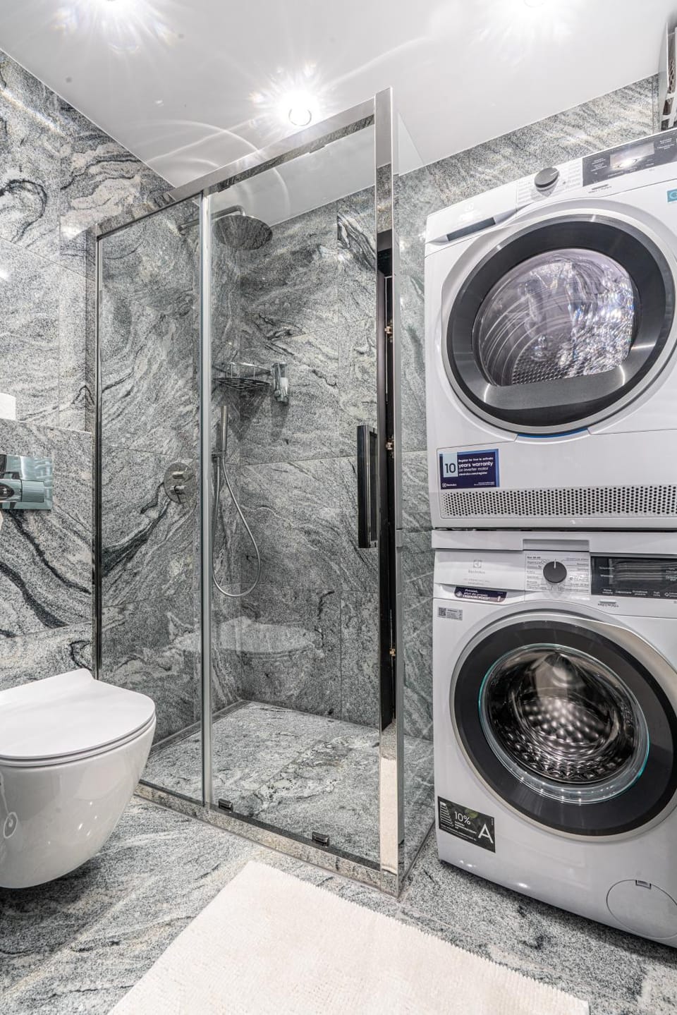 Shower, Toilet, Bathroom, washing machine, dryer