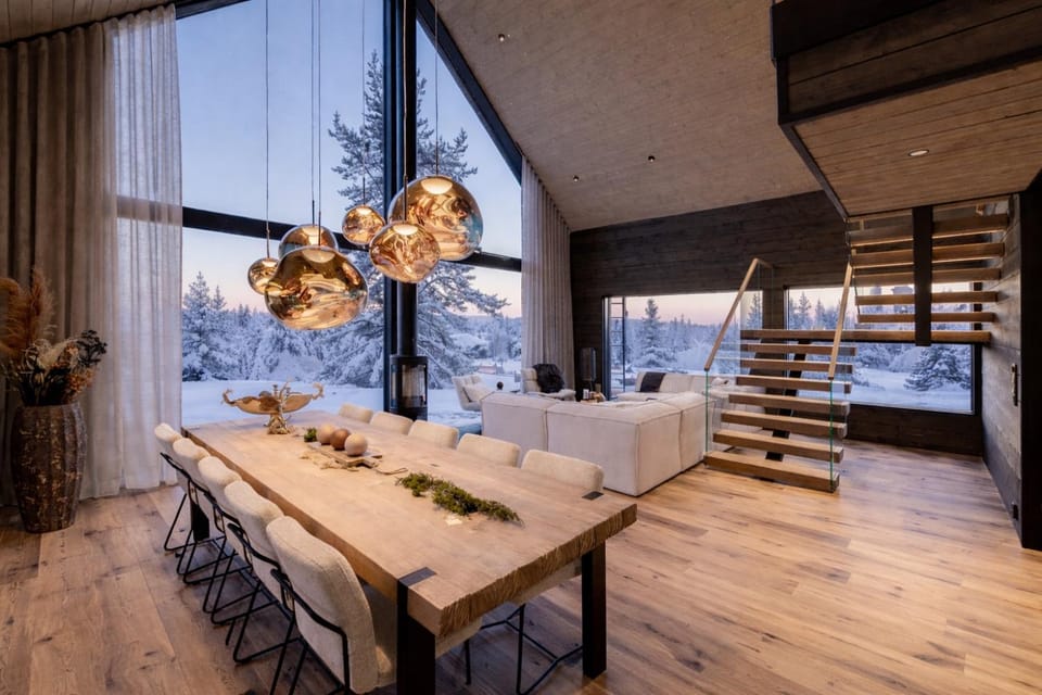 Natural landscape, Living room, Dining area