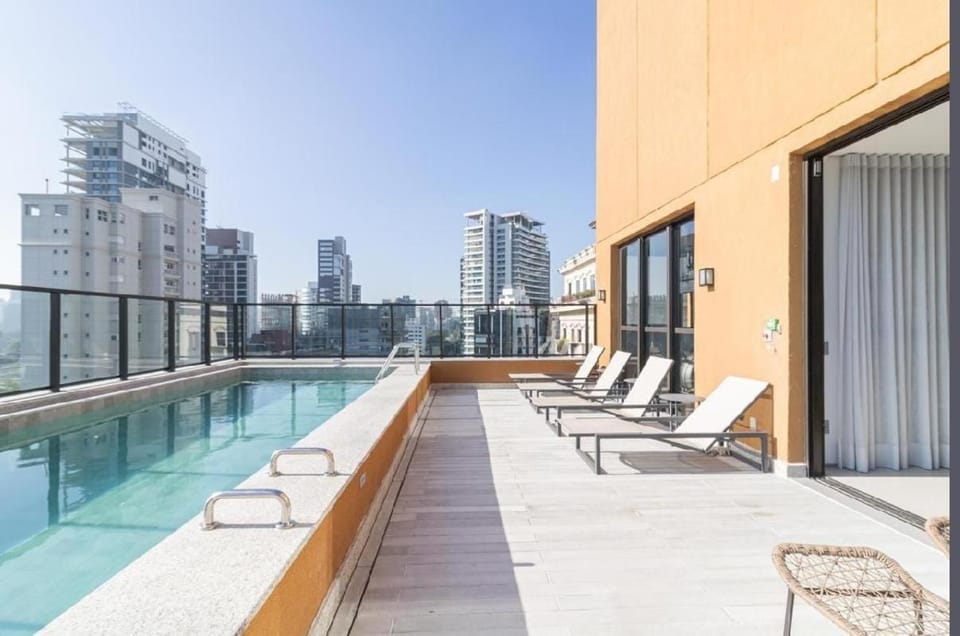 Property building, Patio, Day, View (from property/room), Balcony/Terrace, Pool view, Swimming pool, sunbed