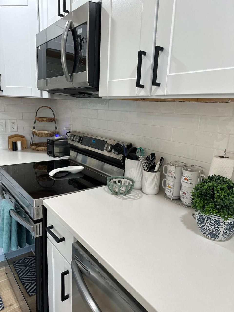 Kitchen or kitchenette, dishwasher, stove